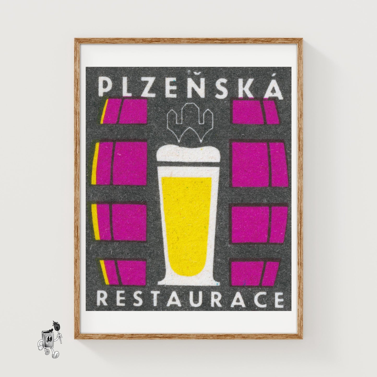 Beer Glass - vintage matchbox label print