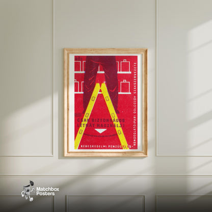 Ladder Safety - vintage matchbox label print - bedroom mockup