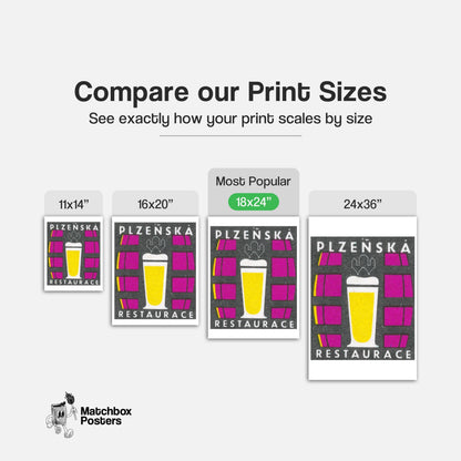 Beer Glass - vintage matchbox label print - gallery wall preview