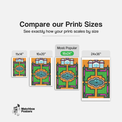 Stylized Building - vintage matchbox label print - gallery wall preview