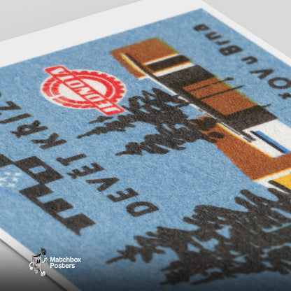 Modern Forest Motel - vintage matchbox label print - close-up detail
