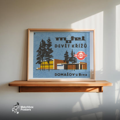 Modern Forest Motel - vintage matchbox label print - size comparison