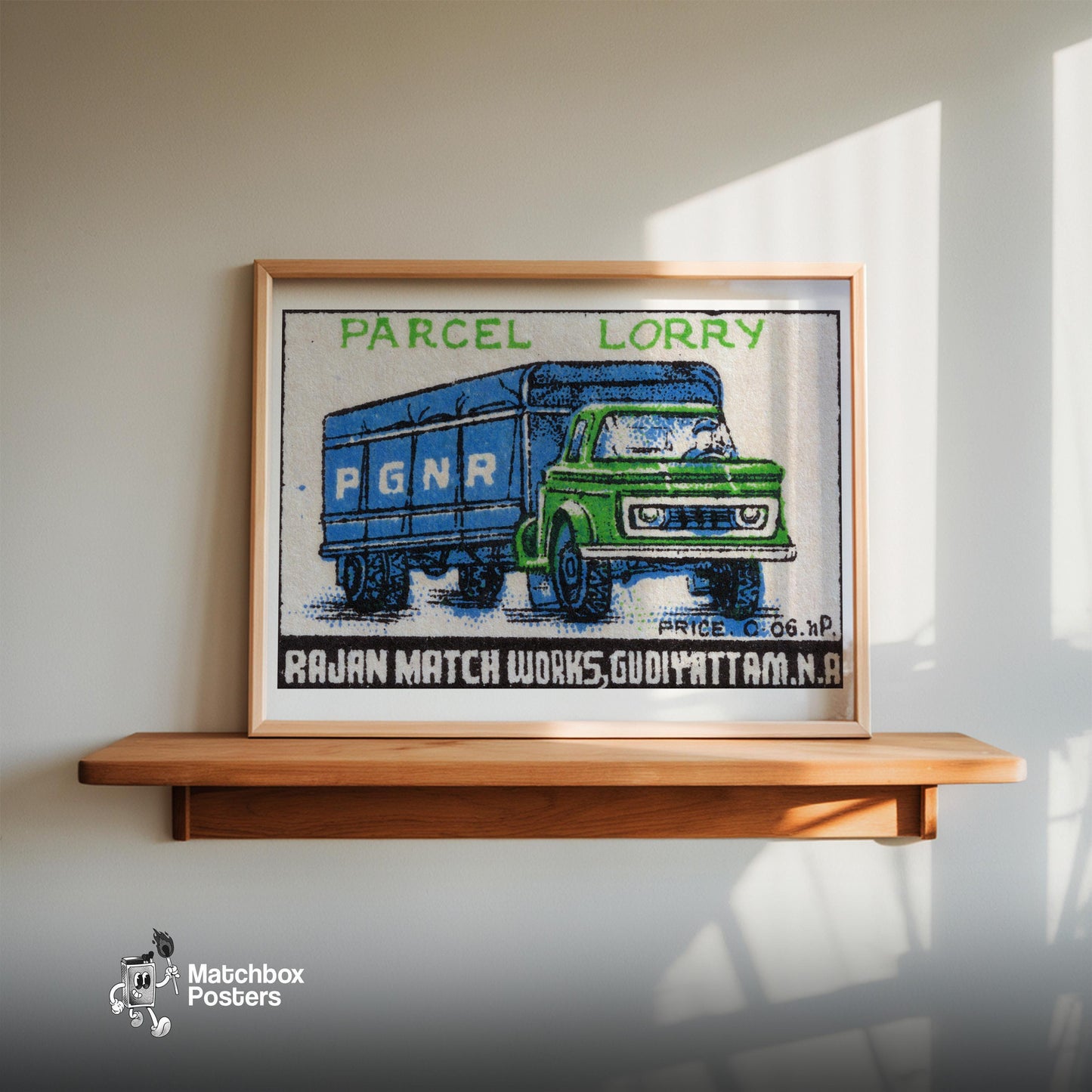 Parcel Lorry - vintage matchbox label print - size comparison