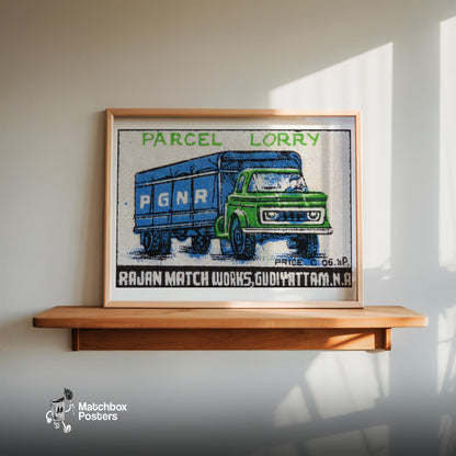 Parcel Lorry - vintage matchbox label print - size comparison