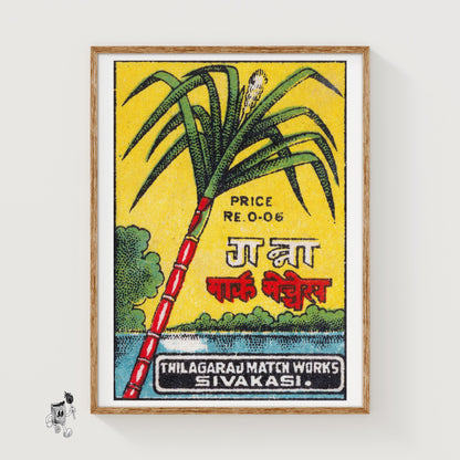 Sugarcane - vintage matchbox label print