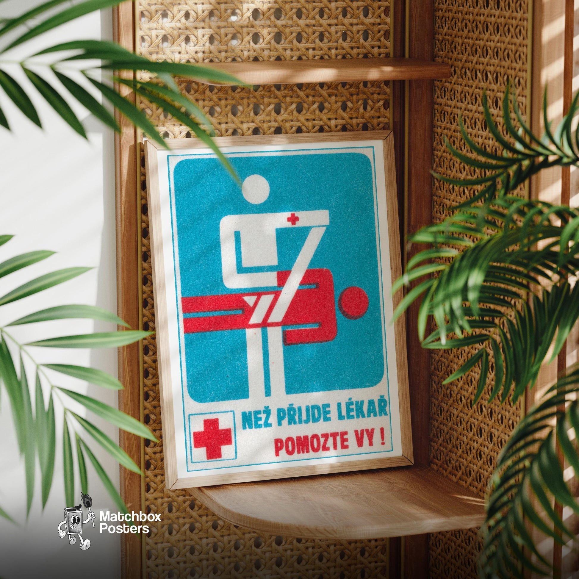 First Aid - vintage matchbox label print - office wall