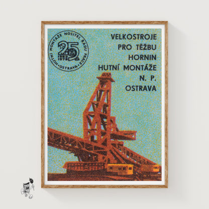 Giant Excavator - vintage matchbox label print