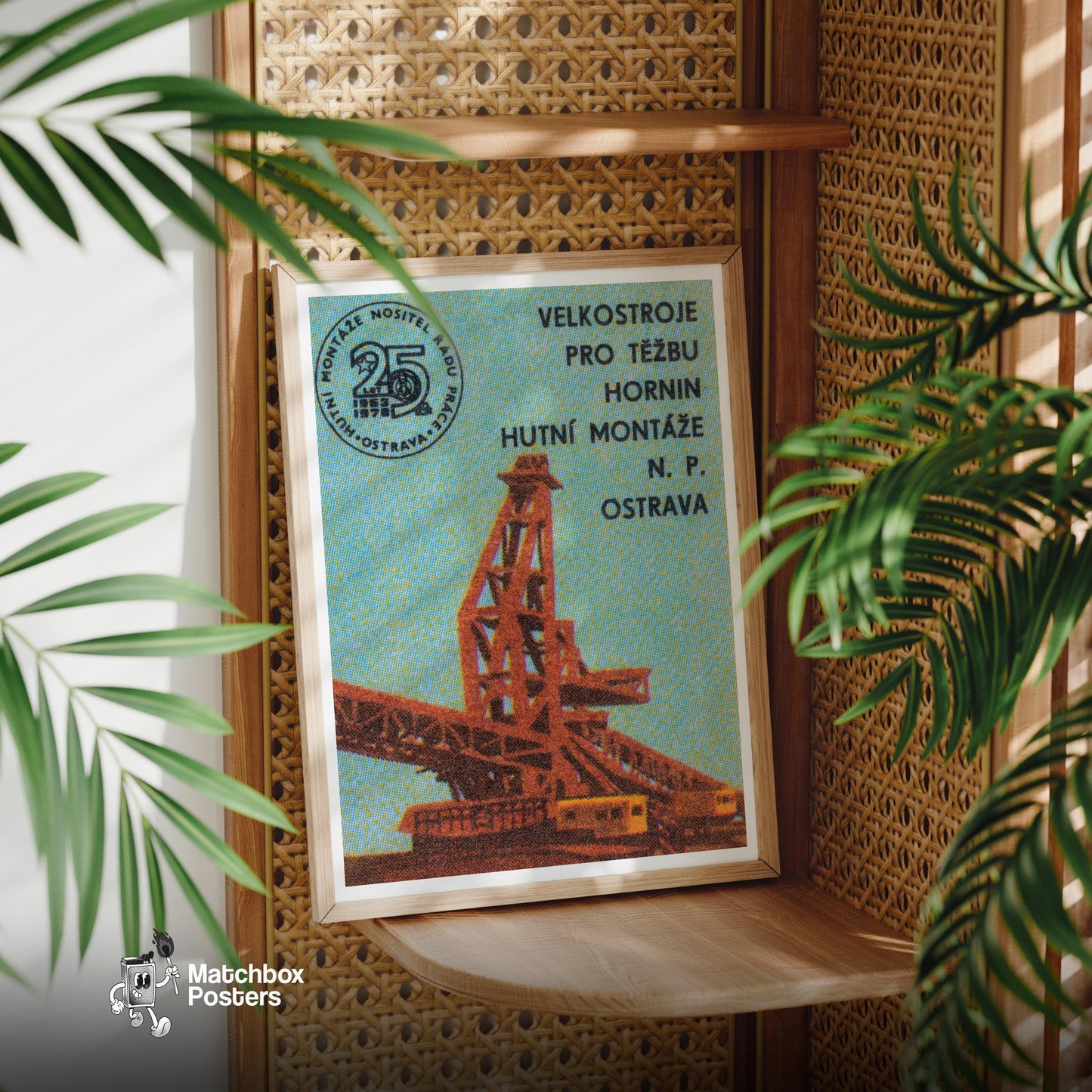 Giant Excavator - vintage matchbox label print - office wall