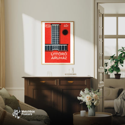 Modern Department Store - vintage matchbox label print - living room mockup