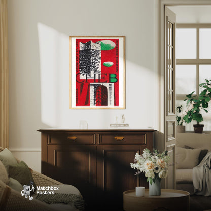 Historic Tower - vintage matchbox label print - living room mockup