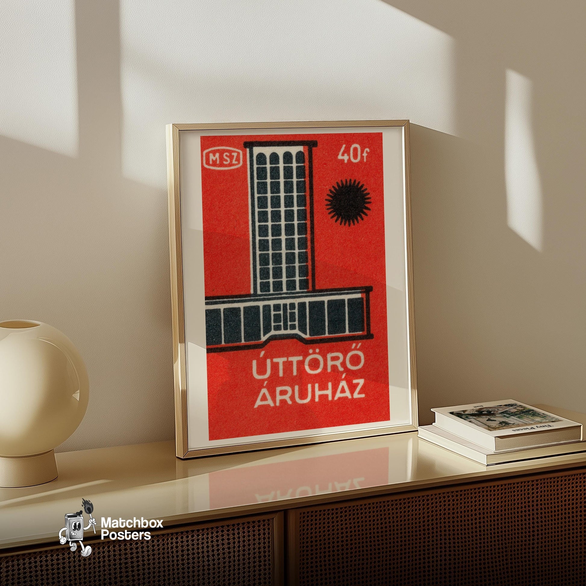 Modern Department Store - vintage matchbox label print - size comparison