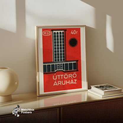 Modern Department Store - vintage matchbox label print - size comparison