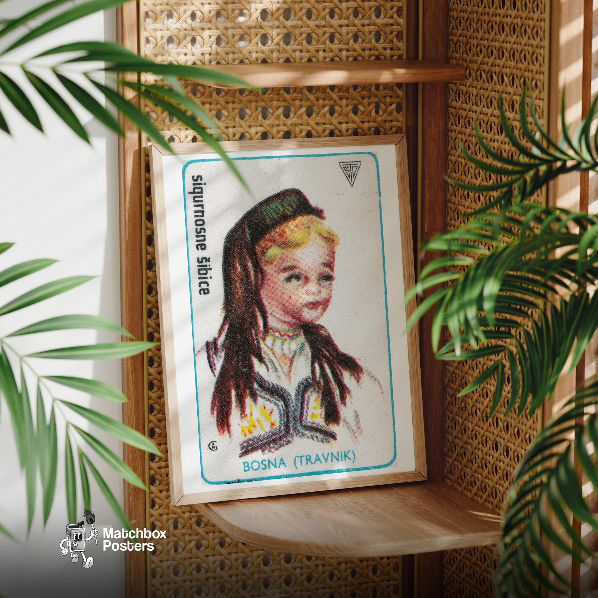 Bosnian Child - vintage matchbox label print - office wall