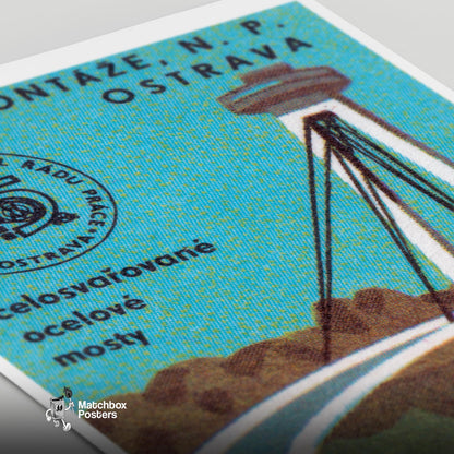 Most SNP Bridge - vintage matchbox label print - close-up detail