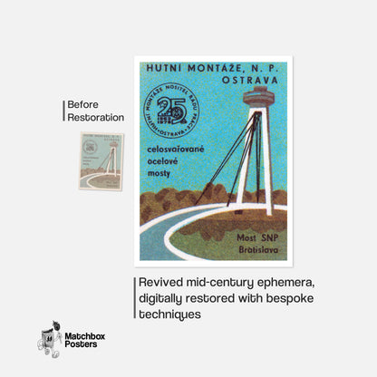 Most SNP Bridge - vintage matchbox label print - framed wall art preview