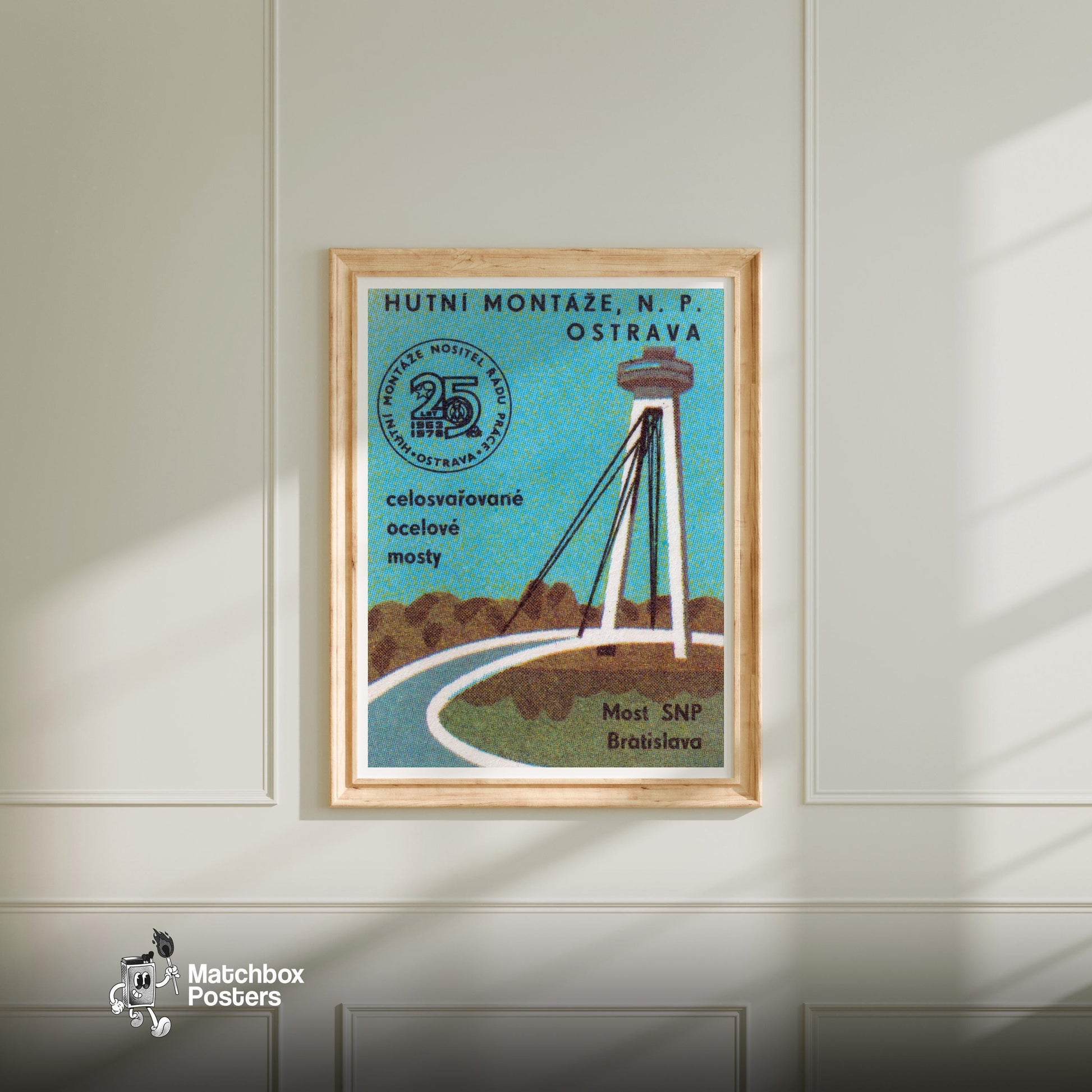 Most SNP Bridge - vintage matchbox label print - bedroom mockup