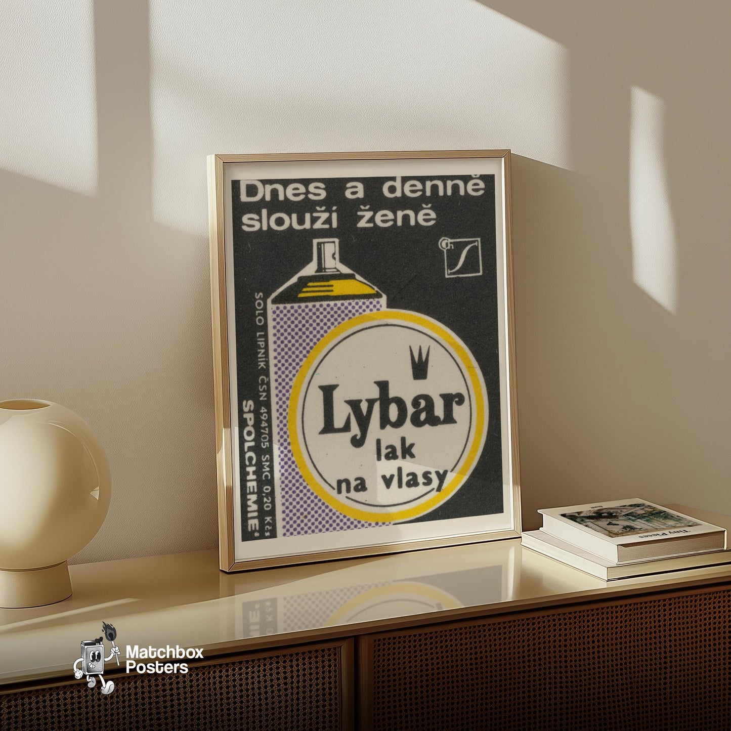 Hair Spray Can - vintage matchbox label print - size comparison