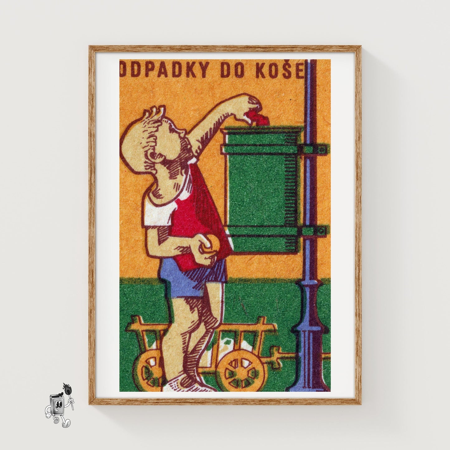 Fruit Peel Goes in Bin - vintage matchbox label print
