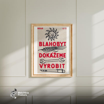 We Can Produce Welfare - vintage matchbox label print - bedroom mockup