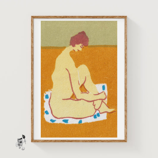 Seated Woman - vintage matchbox label print