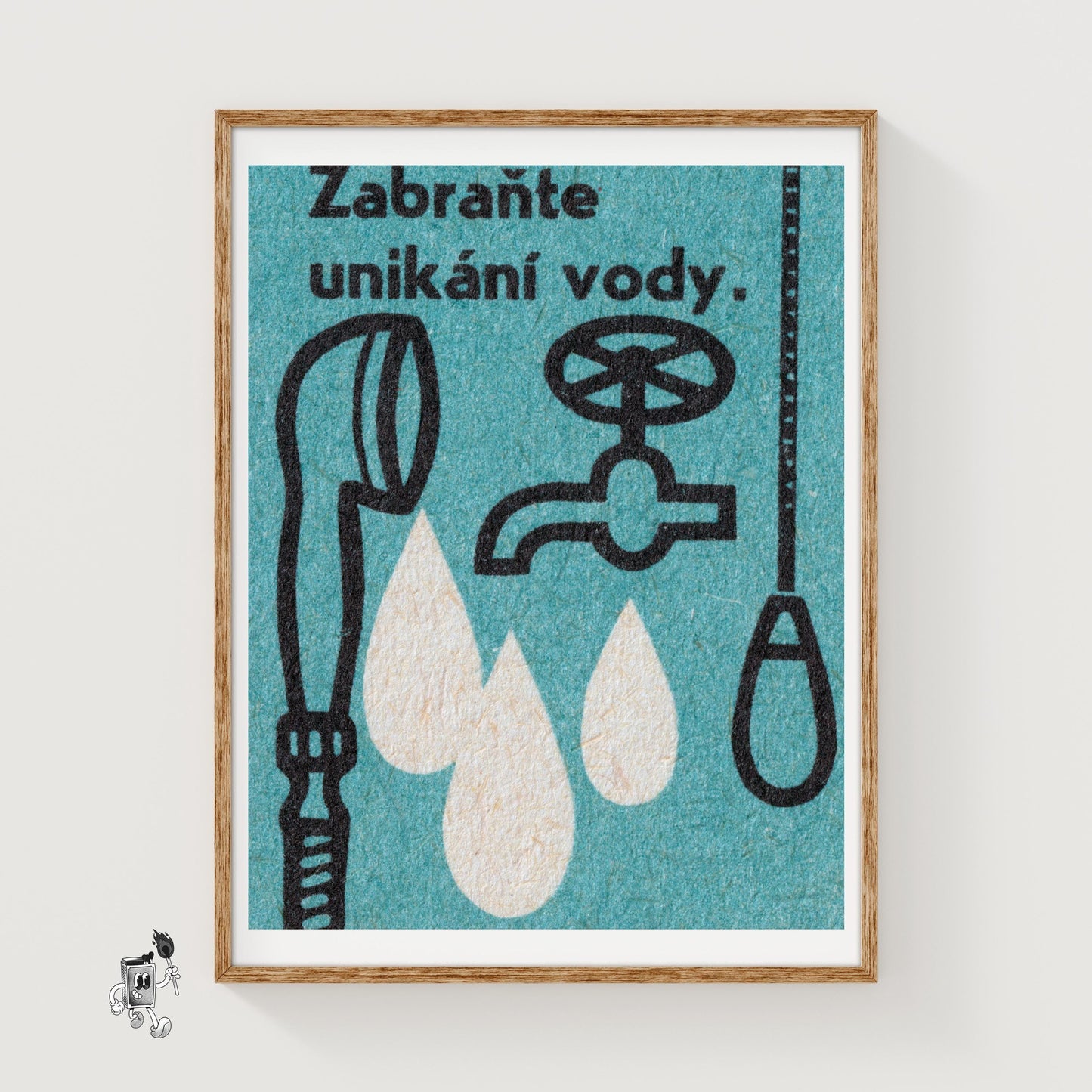 Faucet and Hose - vintage matchbox label print