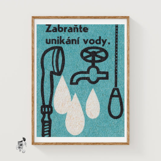 Faucet and Hose - vintage matchbox label print