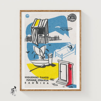 Fly Eating Food - vintage matchbox label print