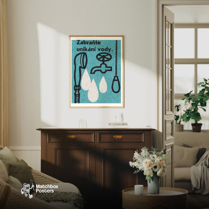 Faucet and Hose - vintage matchbox label print - living room mockup