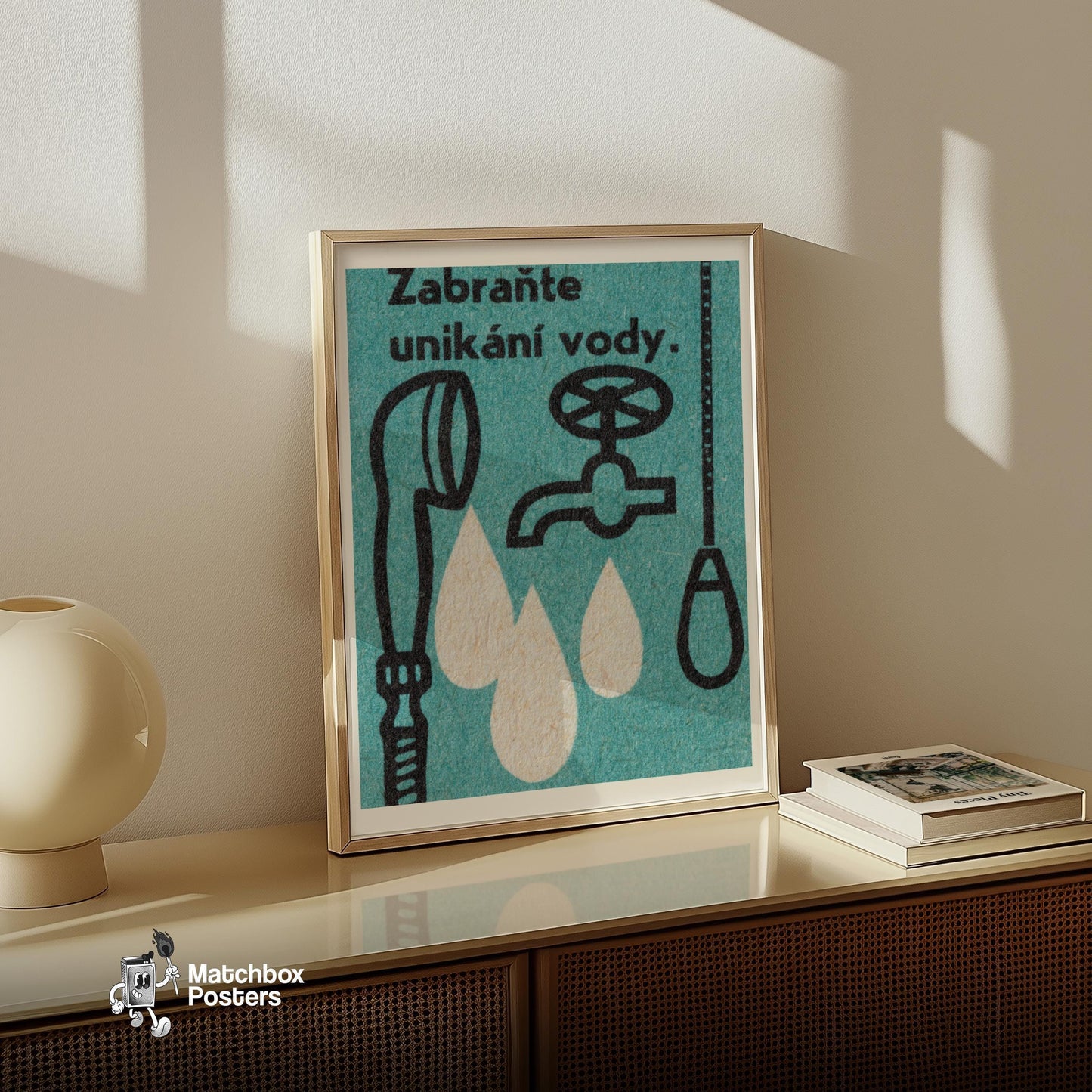 Faucet and Hose - vintage matchbox label print - size comparison