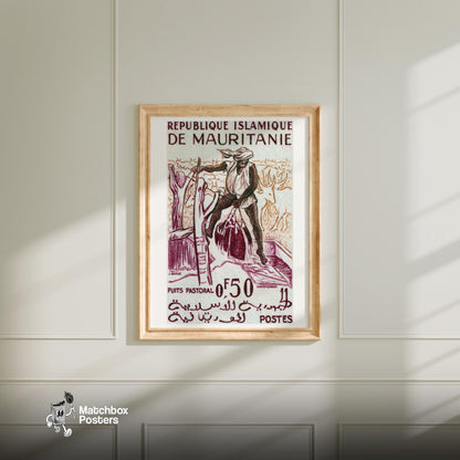 Cow Farmer - vintage matchbox label print - bedroom mockup