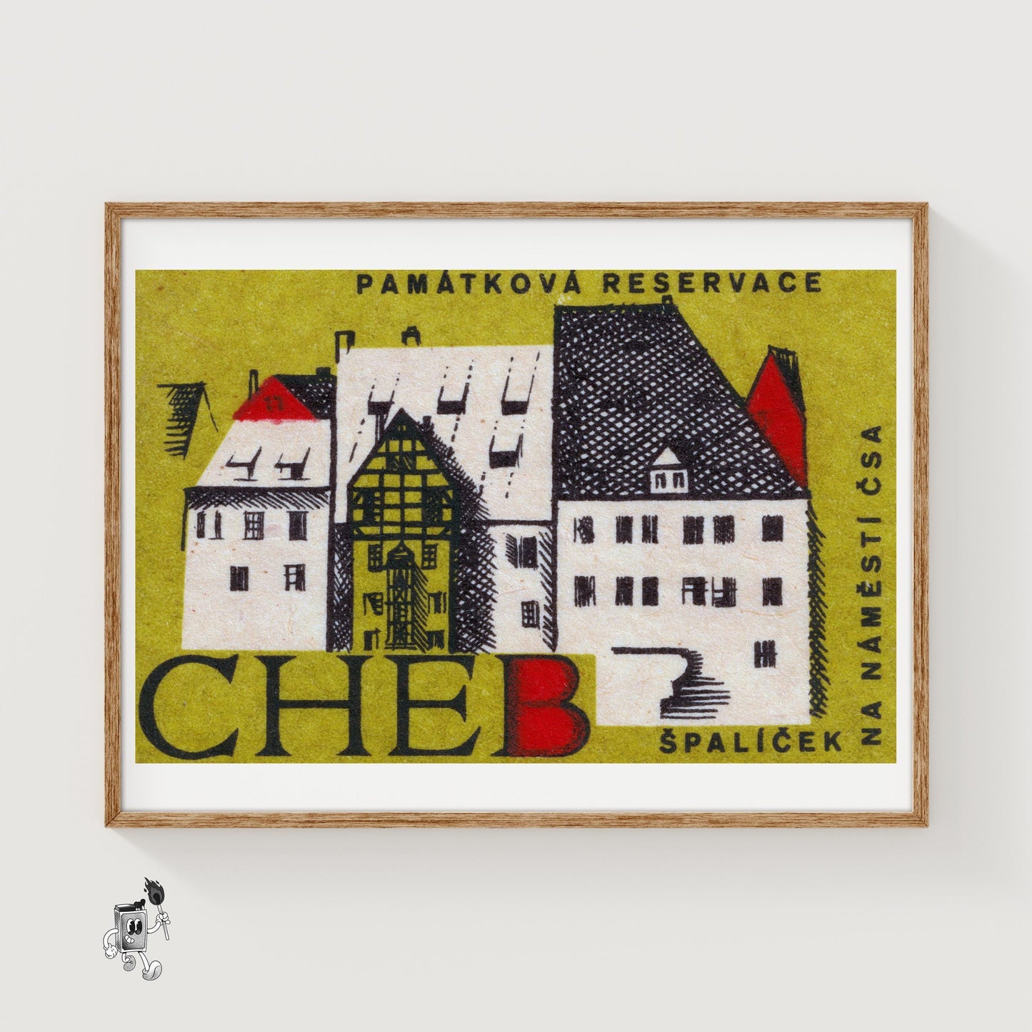 Illustration Of Historic Buildings - vintage matchbox label print