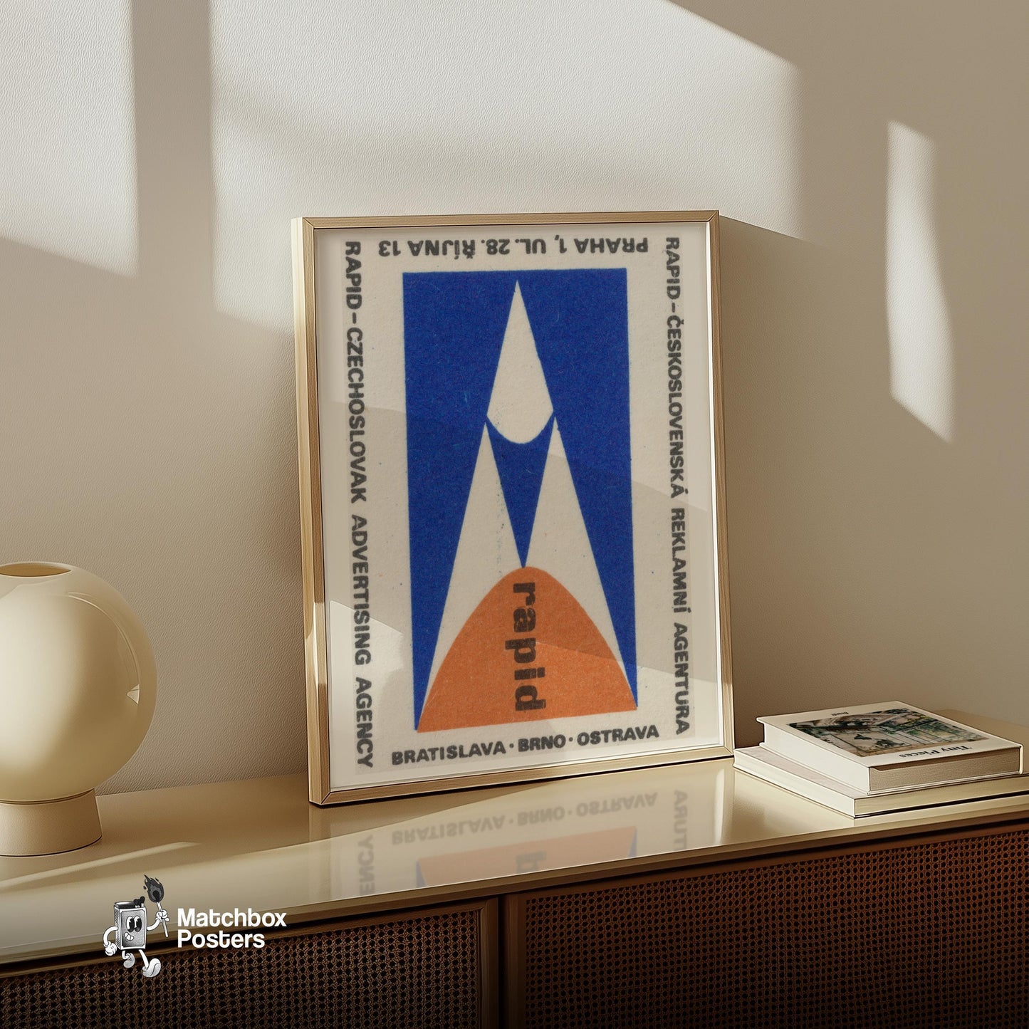 Geometric Shapes - vintage matchbox label print - size comparison