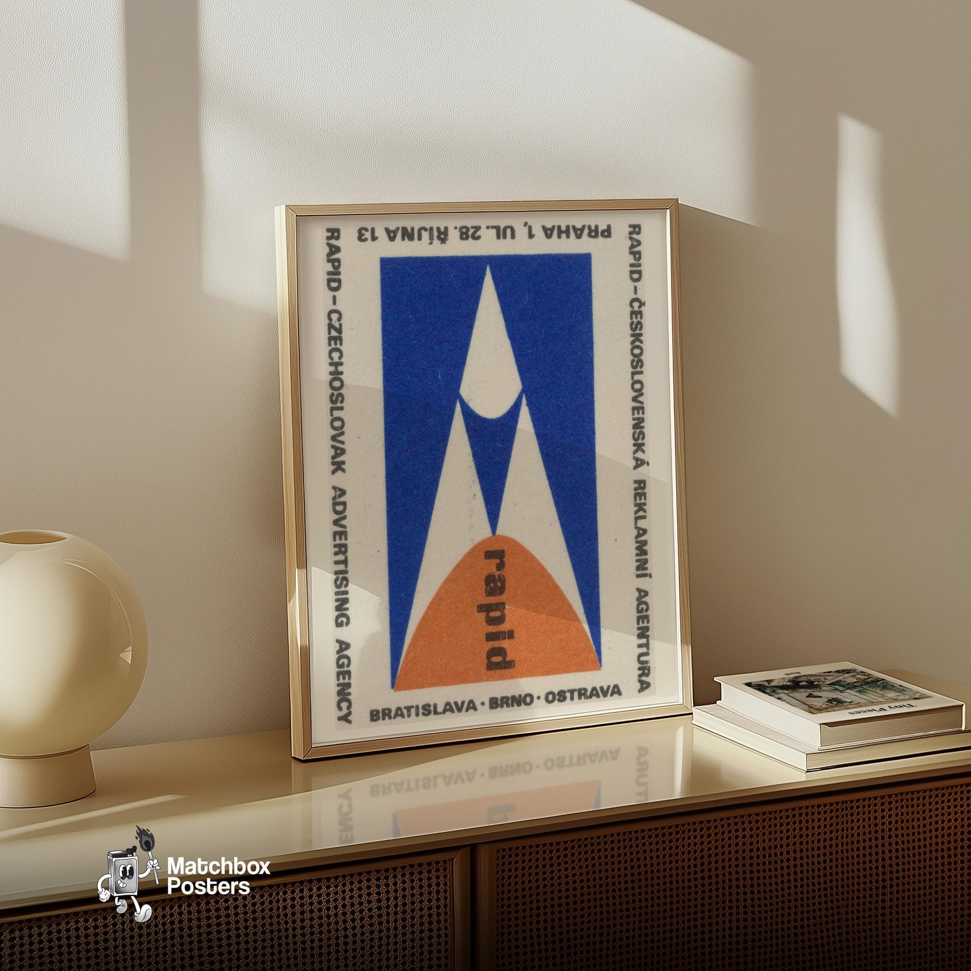 Geometric Shapes - vintage matchbox label print - size comparison