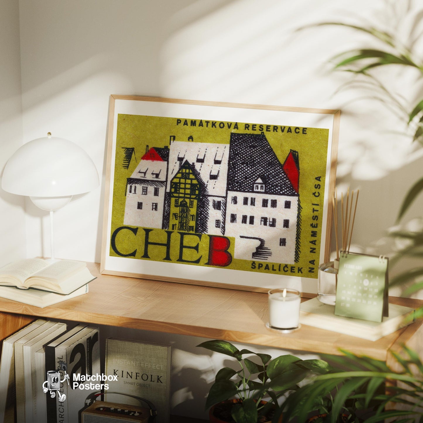 Illustration Of Historic Buildings - vintage matchbox label print - office wall