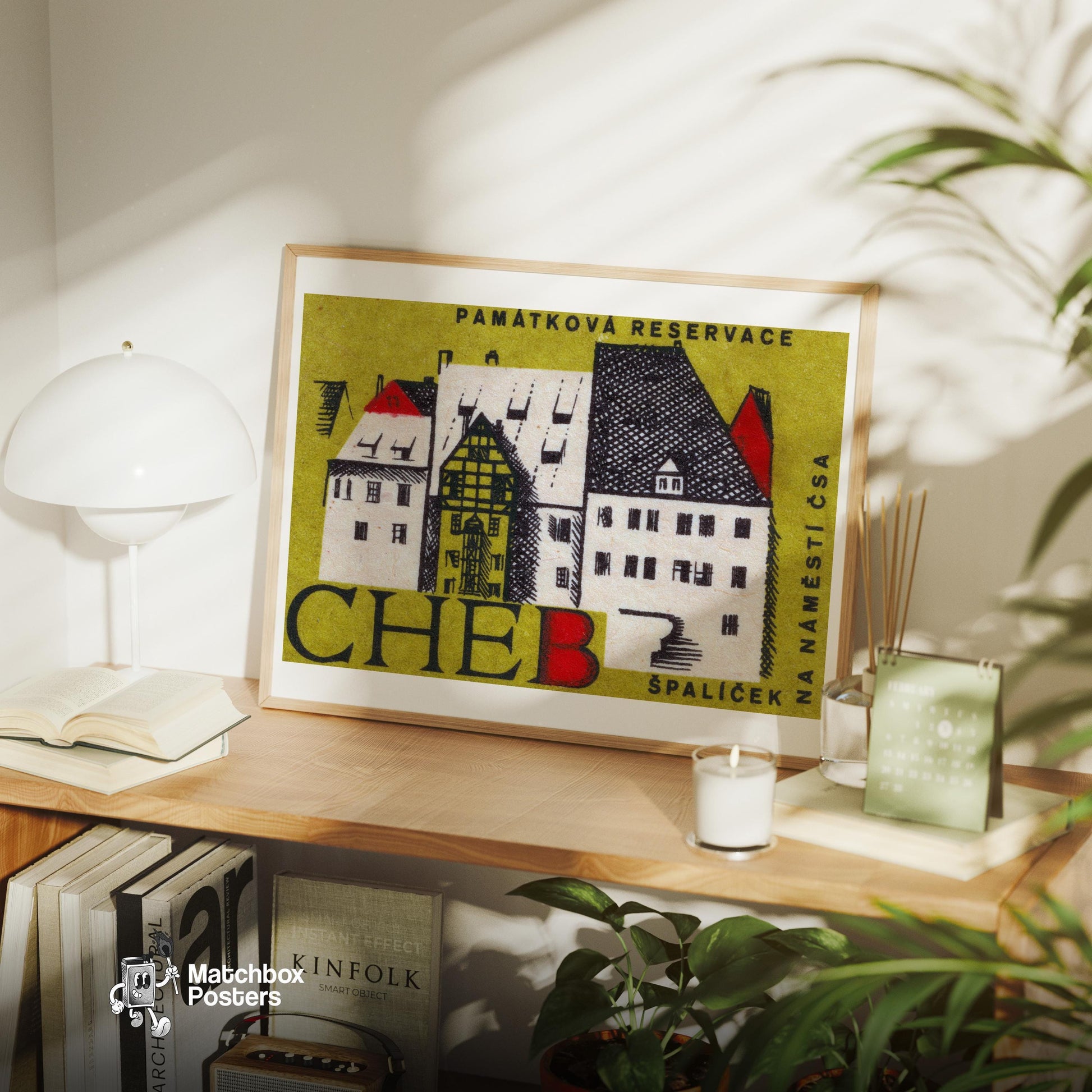 Illustration Of Historic Buildings - vintage matchbox label print - office wall