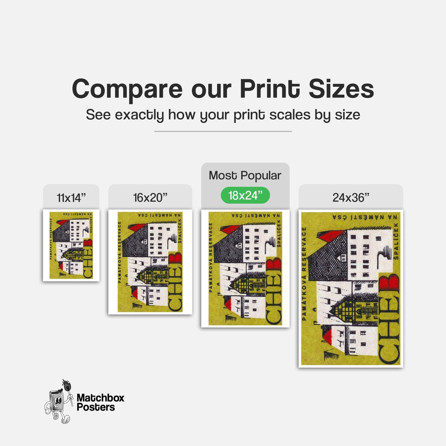 Illustration Of Historic Buildings - vintage matchbox label print - gallery wall preview
