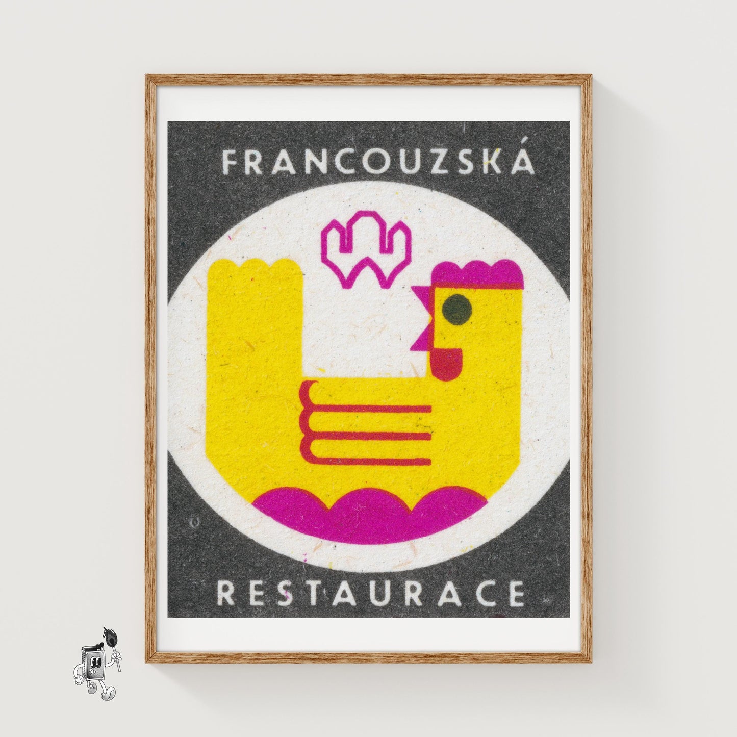 Yellow Chicken - vintage matchbox label print