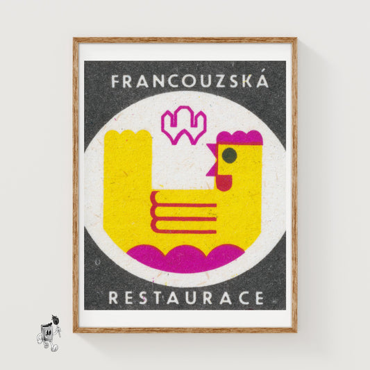 Yellow Chicken - vintage matchbox label print