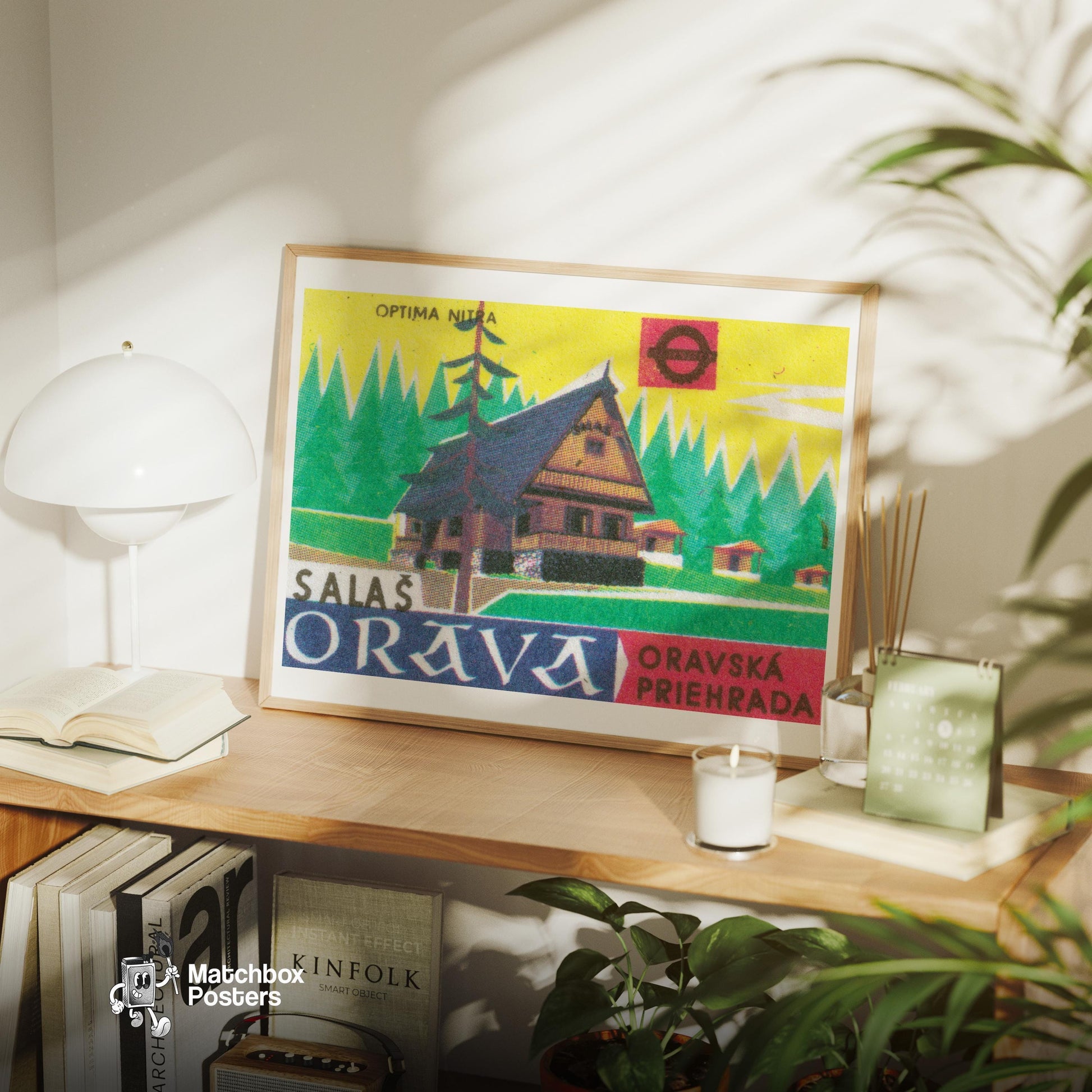Forest Chalet - vintage matchbox label print - office wall