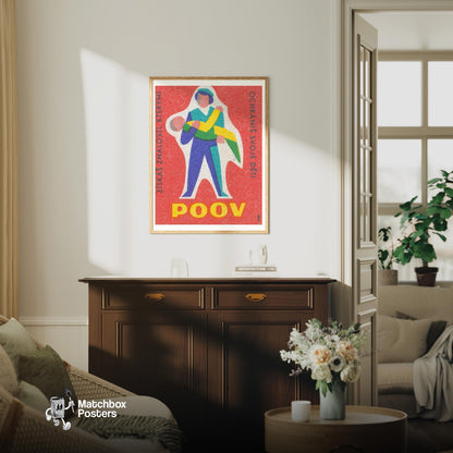 Protect Your Children - vintage matchbox label print - living room mockup