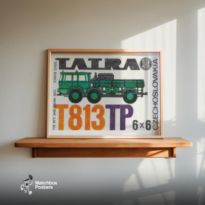 Large Green Truck - vintage matchbox label print - size comparison