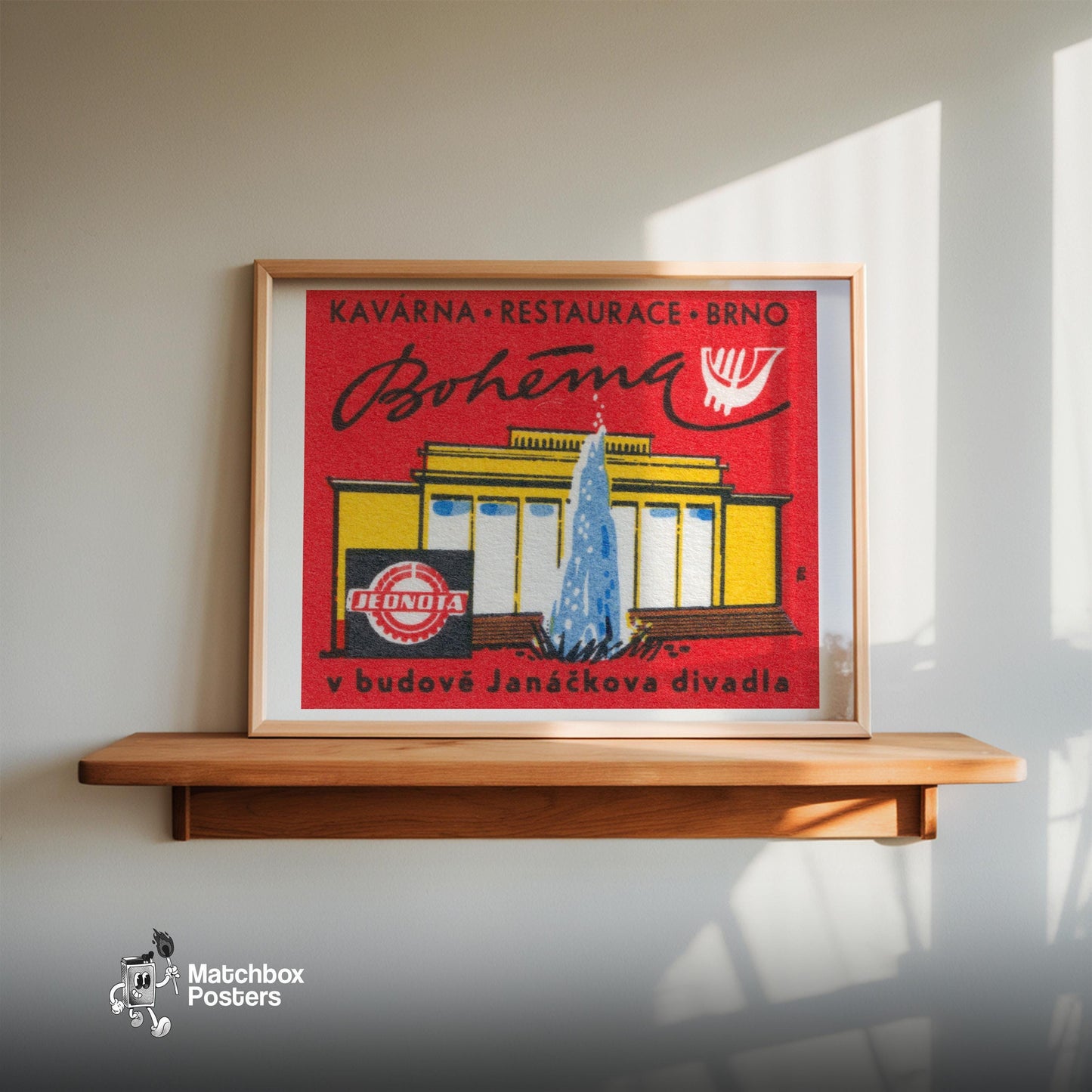 Bohemian Restaurant - vintage matchbox label print - size comparison
