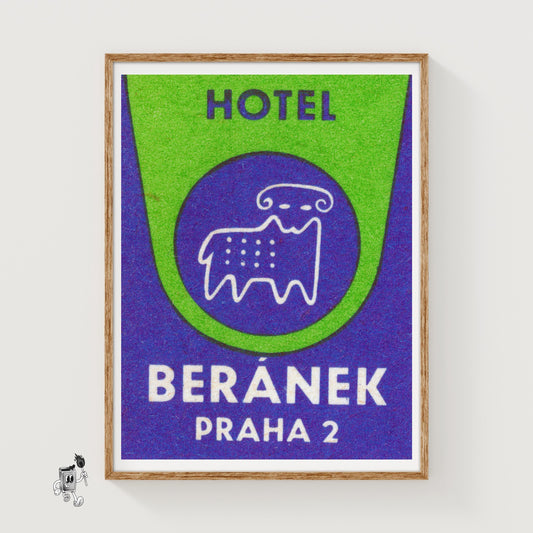 Ram Hotel - vintage matchbox label print