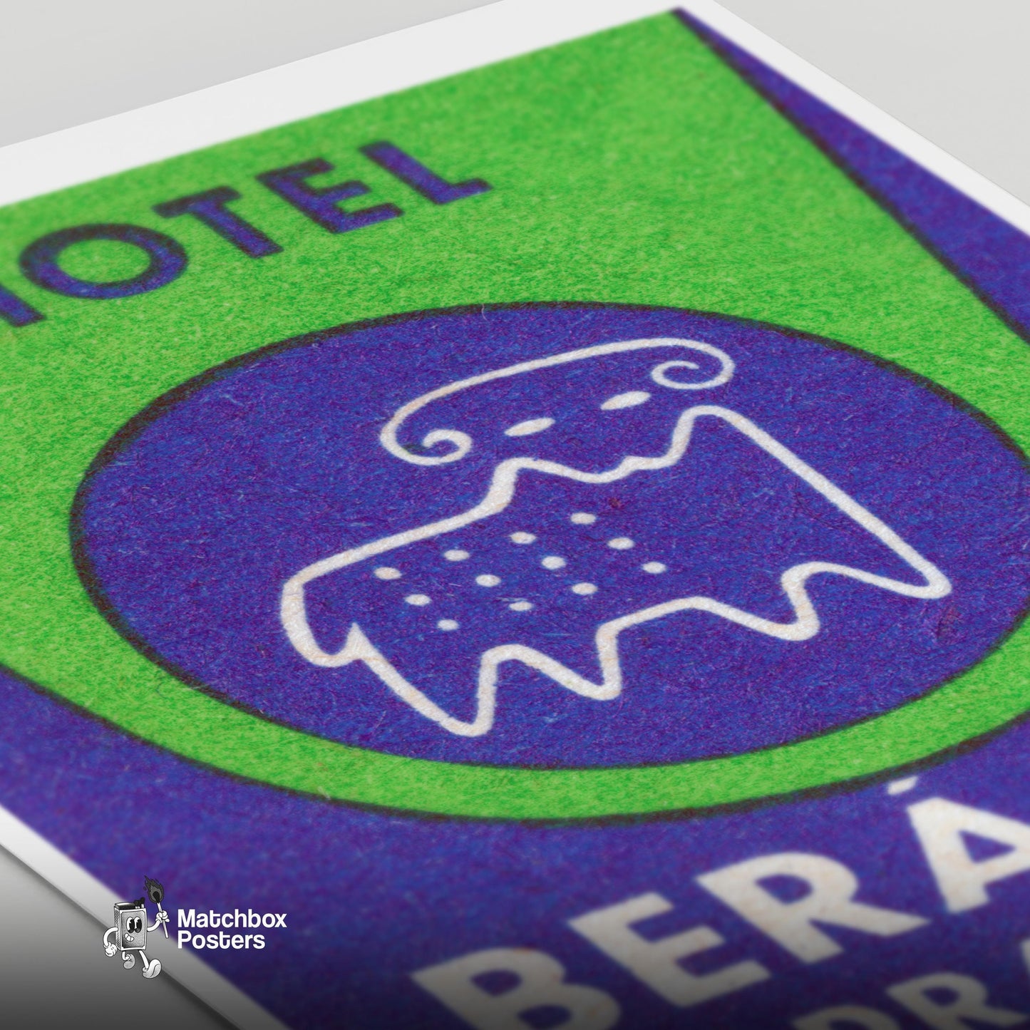 Ram Hotel - vintage matchbox label print - close-up detail