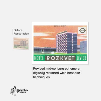 City Hotel - vintage matchbox label print - framed wall art preview