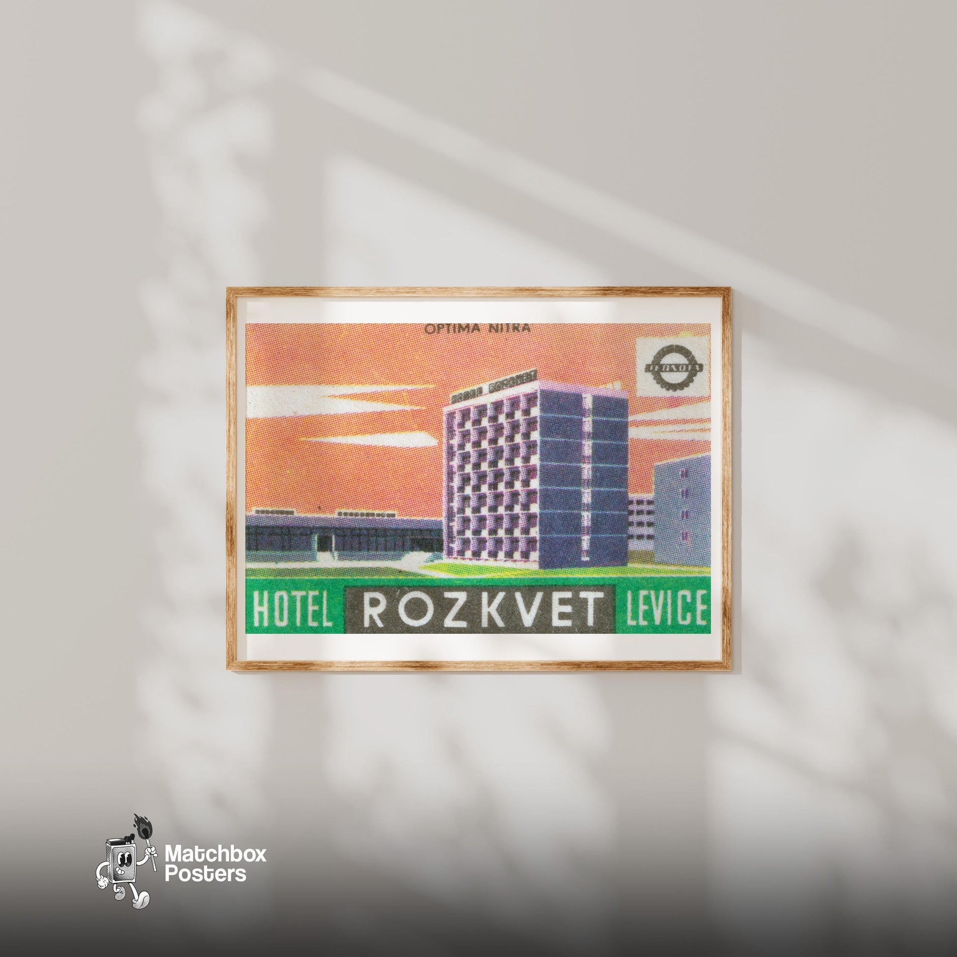 City Hotel - vintage matchbox label print - bedroom mockup
