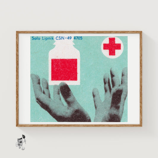 Blood Donation - vintage matchbox label print