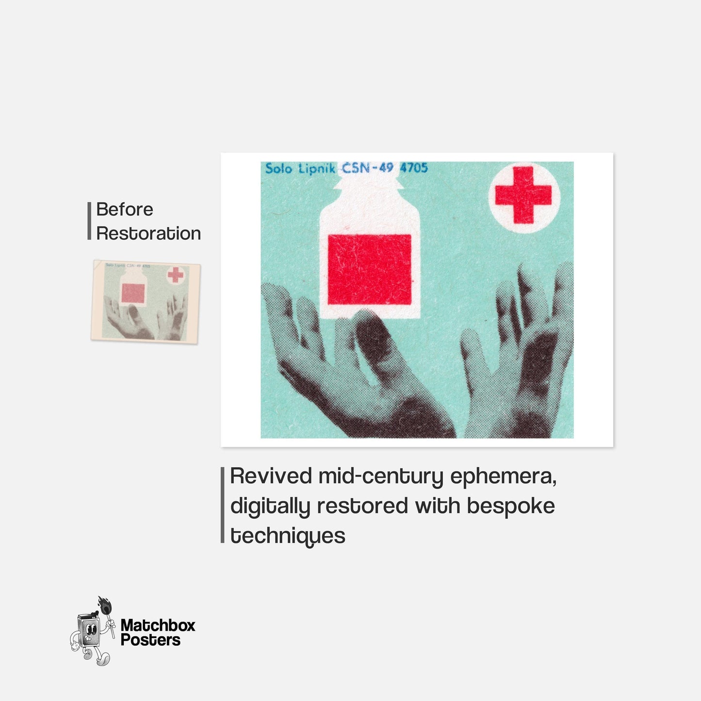 Blood Donation - vintage matchbox label print - framed wall art preview