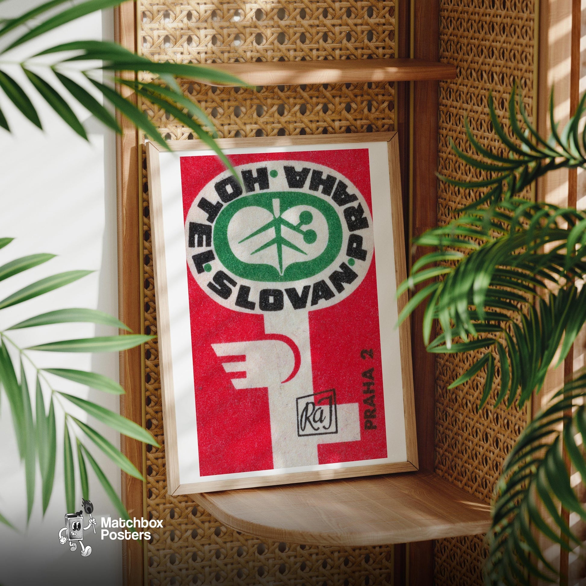 Green Leaf - vintage matchbox label print - office wall