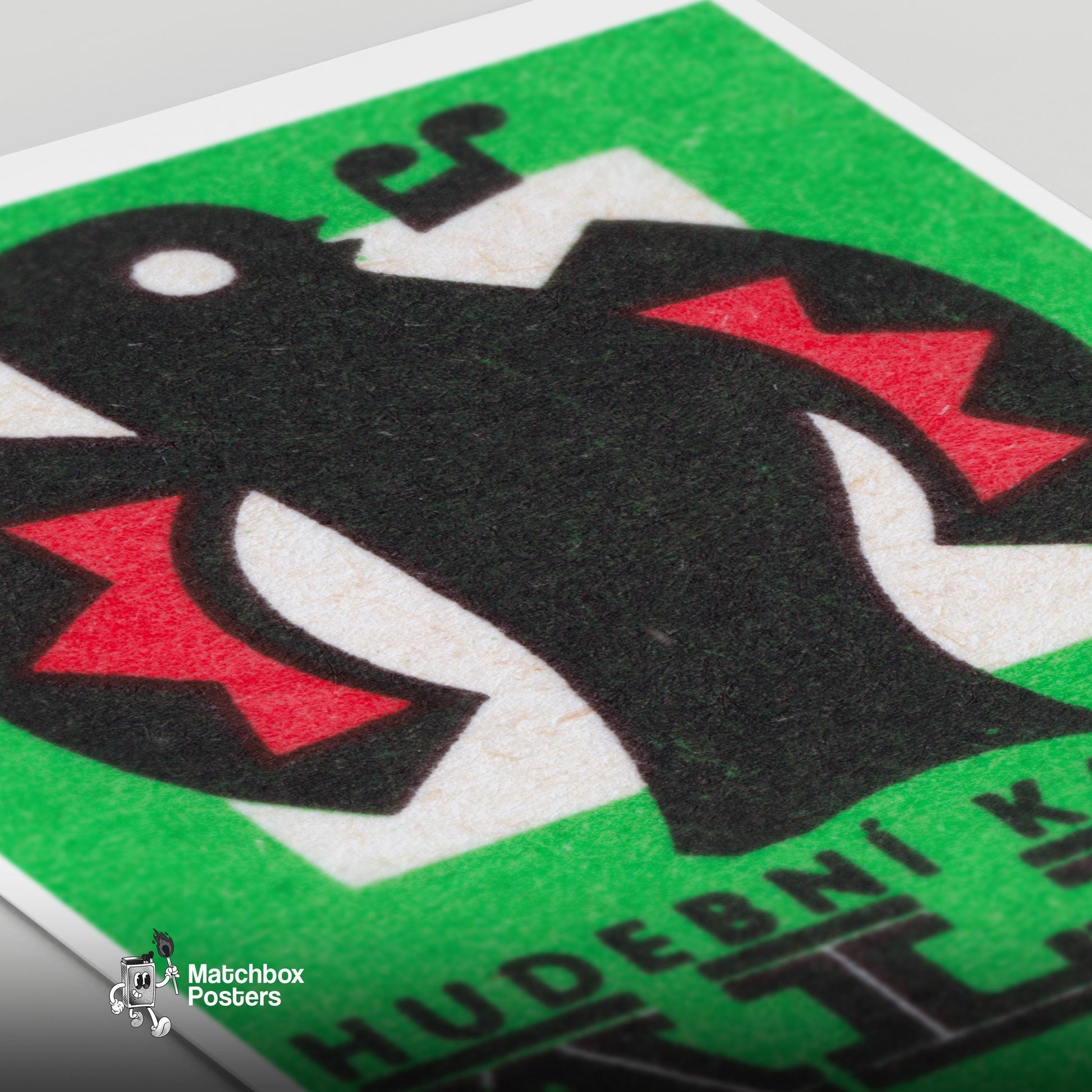 Stylized Bird - vintage matchbox label print - close-up detail